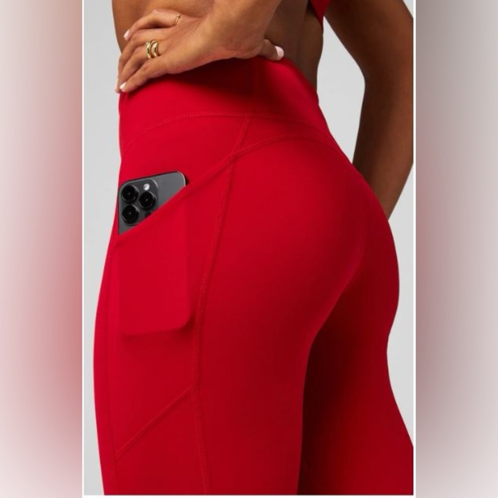 NWT- Fabletics PureLuxe HW Pocket Full length Leggings -HOLLY BERRY (27”) New !! - Picture 10 of 11